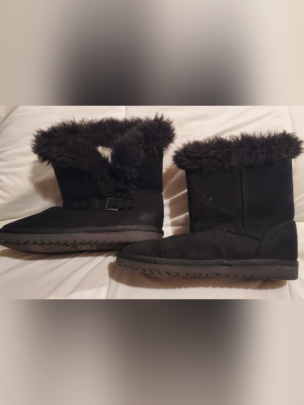 Black Faux Fur Winter Boots - Women
